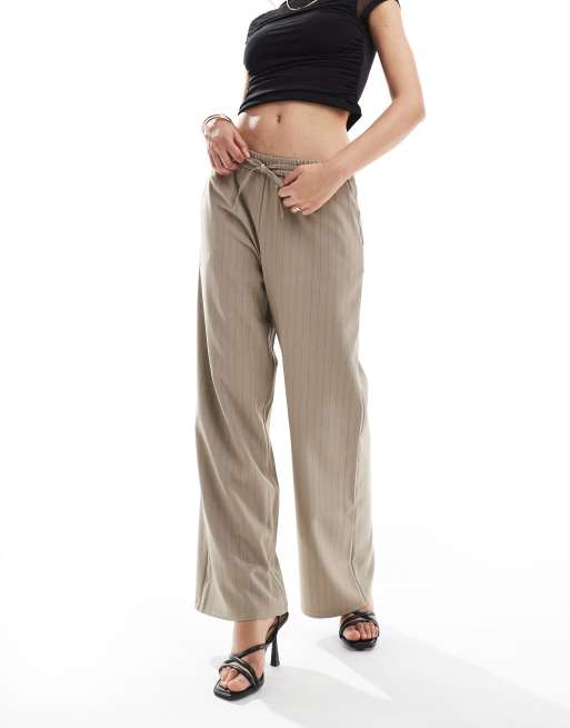 Miss Selfridge relaxed sweatpants in tan pinstripe, 5 of 5