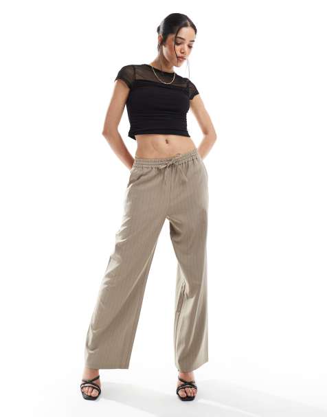 Miss Selfridge relaxed trackies in tan pinstripe - view 1