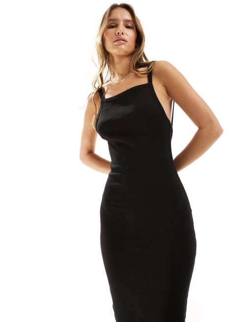 princess polly baby blue dress Miss Selfridge rib backless midi dress in black