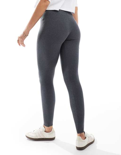 Miss Selfridge rib knit cosy leggings in charcoal marl ASOS