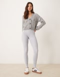 [Miss Selfridge] Miss Selfridge rib knit cosy leggings in light grey marl XS Grey marle