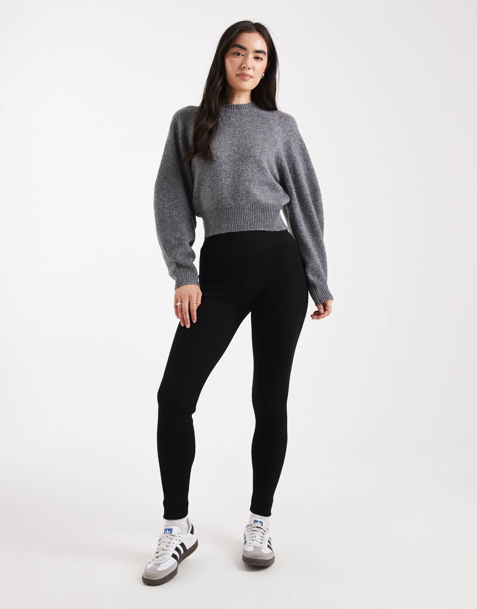 Уютные леггинсы из трикотажа в рубчик Miss Selfridge черного цвета