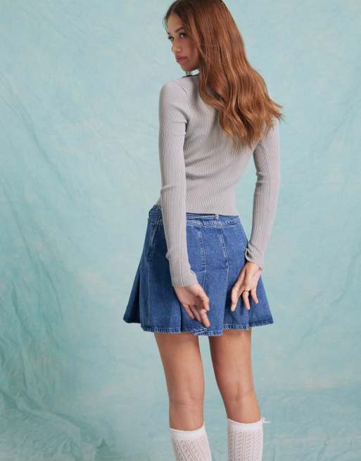 Miss Selfridge rib knit half zip collar detail top in gray heather, 2 of 4