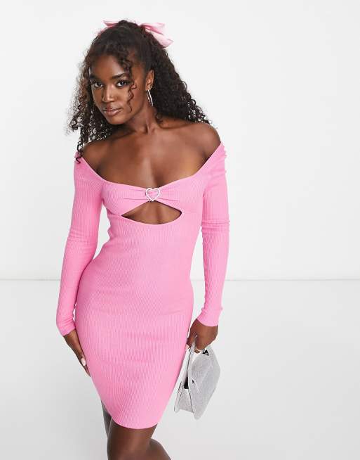 Pink Underboob Cut Out Bodycon Dress, Dresses