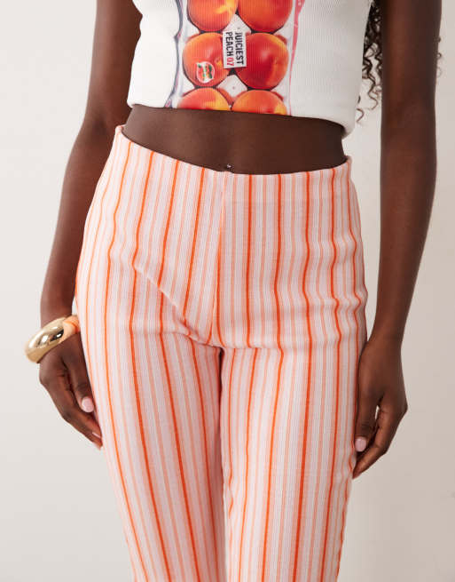 Miss Selfridge ribbed capri pants in pink stripe - part of a set, 3 of 5