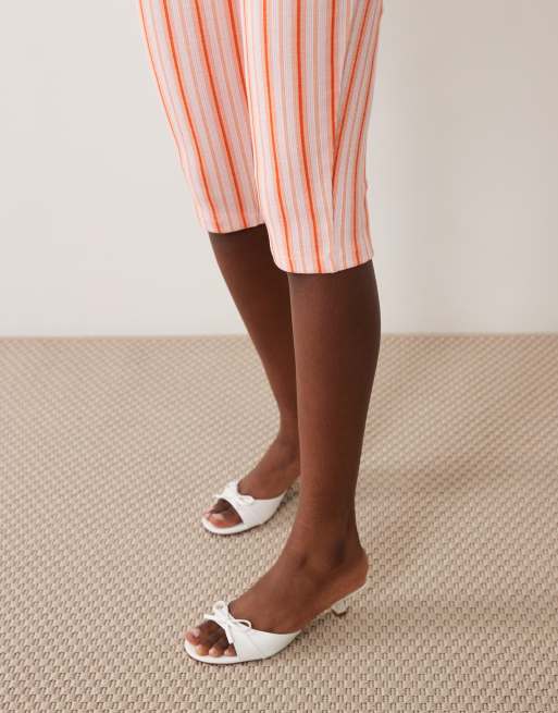 Miss Selfridge ribbed capri pants in pink stripe - part of a set, 4 of 5