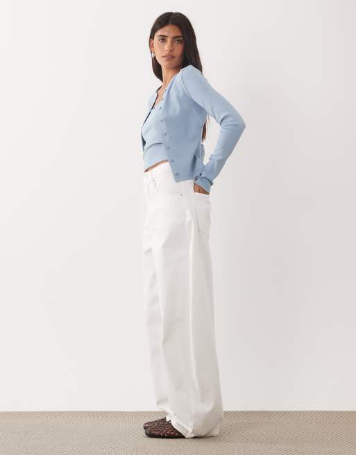 Miss Selfridge ribbed cardigan and cami set in blue, 2 of 4