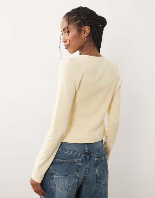 Miss Selfridge ribbed cardigan and cami set in buttermilk, 4 of 4