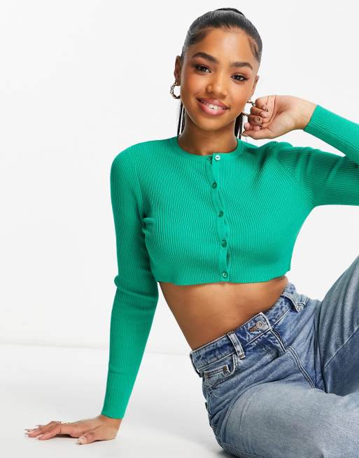 Miss Selfridge ribbed cardigan in green - part of a set - MGREEN | ASOS