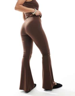 Miss Selfridge Ribbed Flare In Brown
