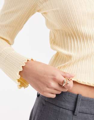 Miss Selfridge Ribbed High Neck Top In White