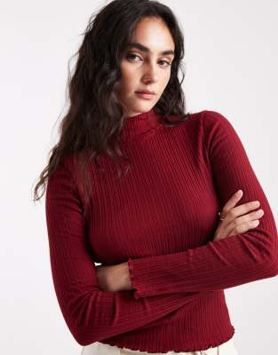 Miss Selfridge Ribbed High Neck Top In Multi