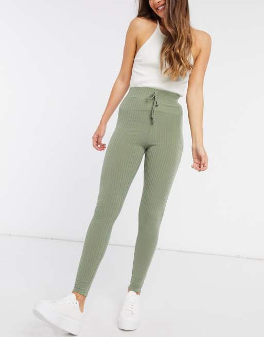 Khaki ribbed clearance leggings