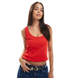 [Miss Selfridge] Miss Selfridge ribbed scoop tank top in red S RED