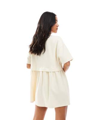 Miss Selfridge Short Sleeve Rib Knit Layered Smock Dress