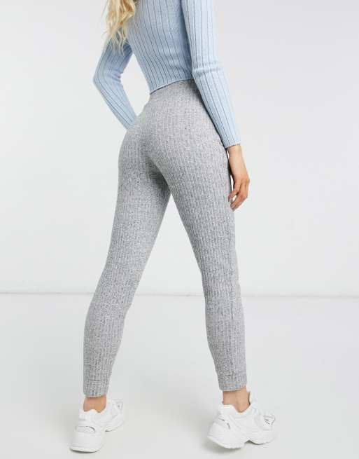 Miss Selfridge ribbed sweatpants in gray