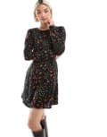 [Miss Selfridge] Miss Selfridge ribbon detail tea dress in black floral print 6 Black Floral Print