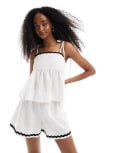 [Miss Selfridge] Miss Selfridge ric rac cami top (part of a set)-White 4 WHITE