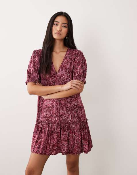 Miss Selfridge - Robe babydoll à imprimé cachemire - Rose - view 1