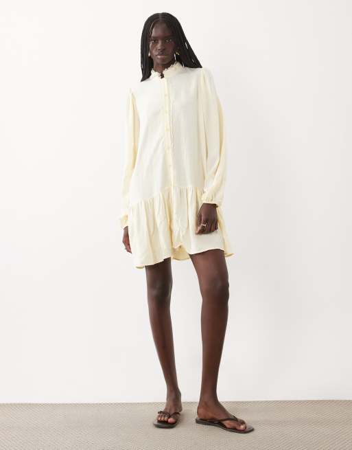Miss Selfridge robe babydoll en lin couleur crème, 2 de 4