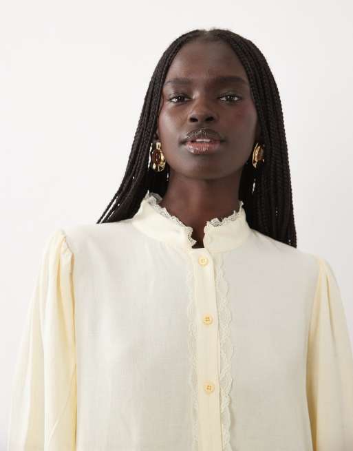 Miss Selfridge robe babydoll en lin couleur crème, 3 de 4