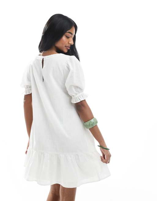 Miss Selfridge - Robe babydoll en voile - Blanc, 2 de 4
