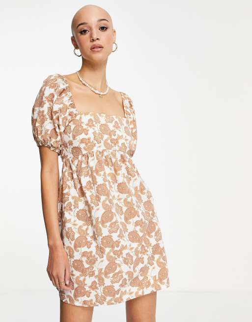Miss Selfridge - Robe babydoll nouée dans le dos à motif cachemire