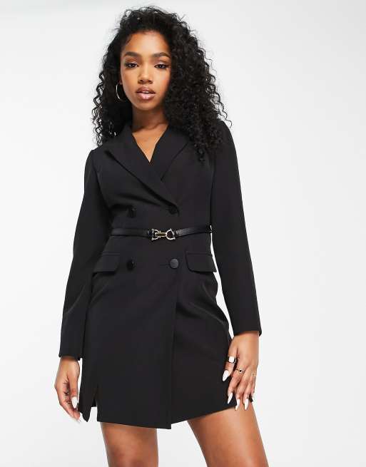 Miss Selfridge Robe blazer crois e avec ceinture Noir ASOS