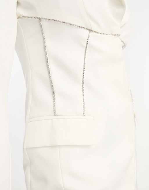 Miss Selfridge Robe blazer de mariee avec corset a strass Blanc ASOS