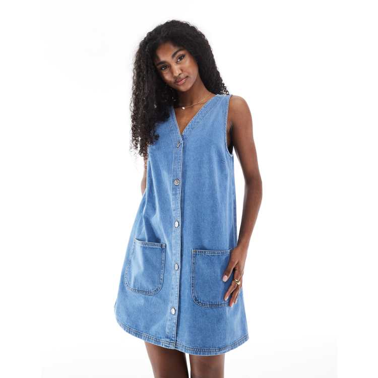 Robe Sans Manches à Carreaux Bleu Et Blanc - Miss Selfridge Taille 12 - Mini - Occasion Très Bon état