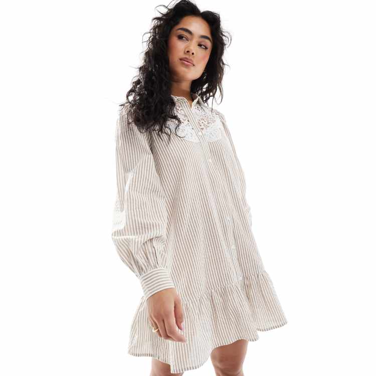 Robe Tunique Femme Miss Selfridge Taille 10 - Rayures Grises, Simili Cuir, Occasion Très Bon état