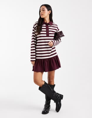 Robe chemise style rugby à rayures-Multicolore XS