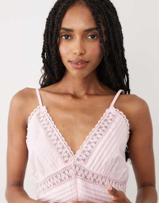 Miss Selfridge - Robe courte à bretelles avec détails en dentelle - Rose, 2 de 4