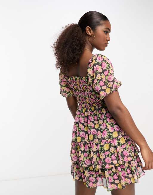 Robe courte imprimé fleuri 2025