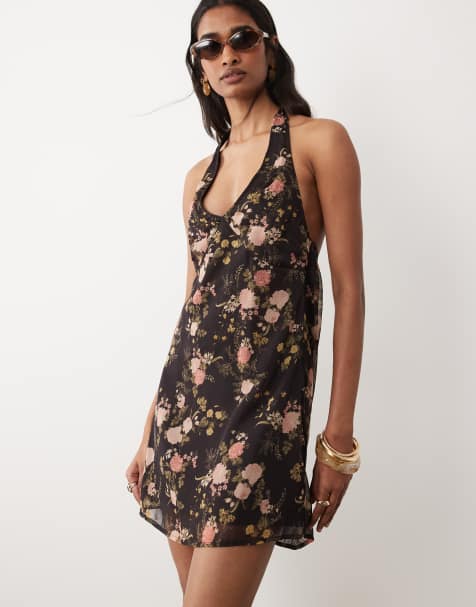 Miss Selfridge - Robe courte dos nu à fleurs - view 1