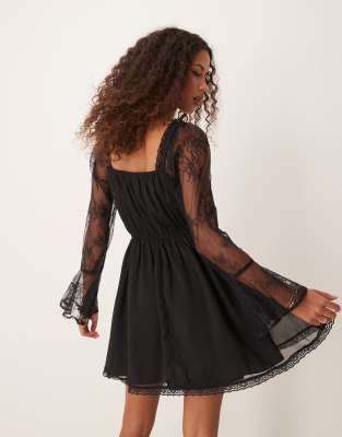 Robe Cami Dos Dentelle Noire Miss Selfridge - Taille 14, Neuve Avec étiquettes, Mini
