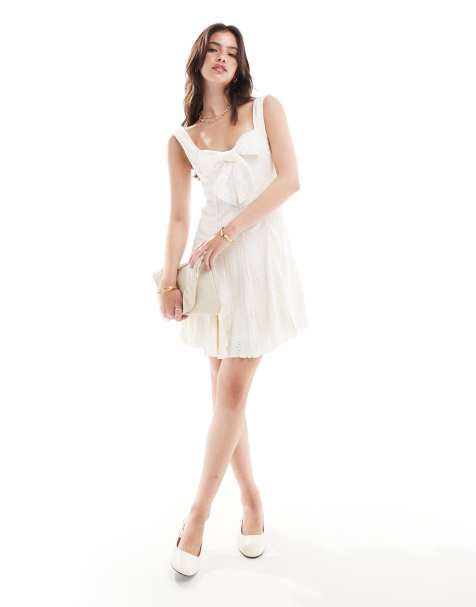 Miss Selfridge - Robe courte nouée devant en tissu texturé mélangé - Taupe - view 1