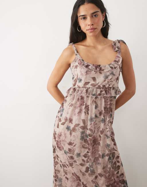 Miss Selfridge robe longue à bretelles nouées imprimé fleuri, 4 de 4