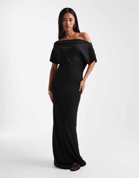 Miss Selfridge - Robe longue à épaules dénudées - Noir - view 1