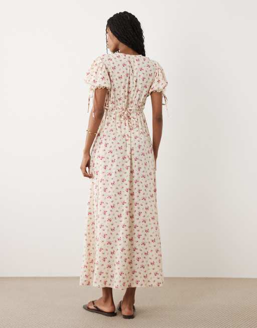 Miss Selfridge - Robe longue boutonnée à petites fleurs vintage, 3 de 4