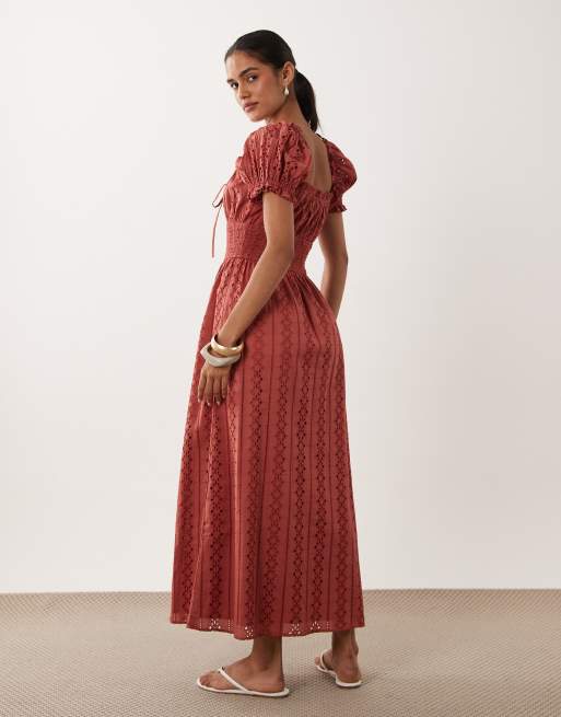 Miss Selfridge - Robe longue en broderie anglaise - Mauve, 2 de 4
