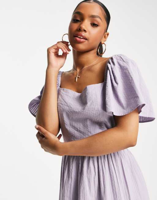 Miss Selfridge - Robe longue en coton flammé avec nœud dans le dos - Lilas, 3 de 4
