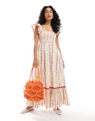 Robe longue en popeline à imprimé fruits-Multicolore 32