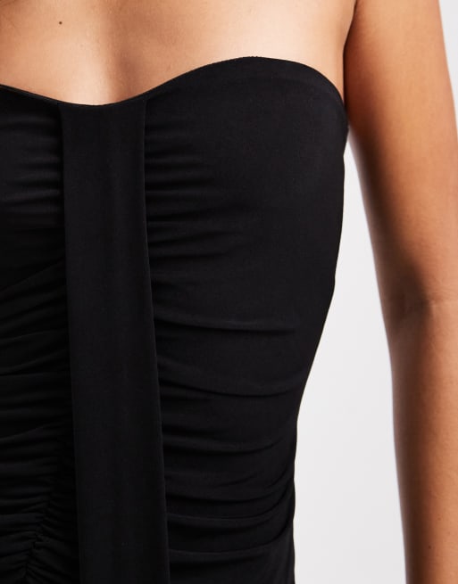 Miss Selfridge - Robe longue froncée sur l'avant - Noir, 3 de 4