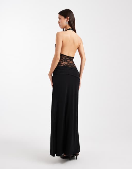 Miss Selfridge - Robe longue mix dentelle, 3 de 4