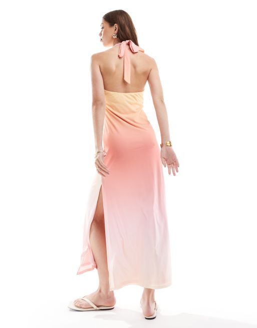 Miss Selfridge - Robe longue nouée devant à encolure américaine - Dégradé, 4 de 4