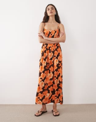 Robe longue tissée à bretelles - Hibiscus-multicolore 40