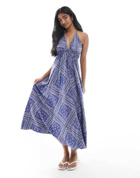 Miss Selfridge - Robe longue tissée à dos nu et imprimé bandana - view 1