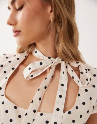 Miss Selfridge Romper With Neck Tie In Multi
