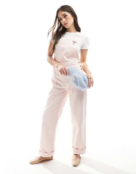 Miss Selfridge – Rosa hängselbyxor i denim - view 1